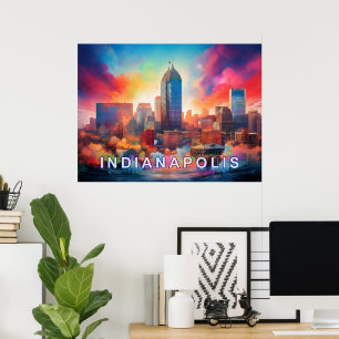 Indianapolis Abstrakte Mauer Kunstdruckerei Poster
