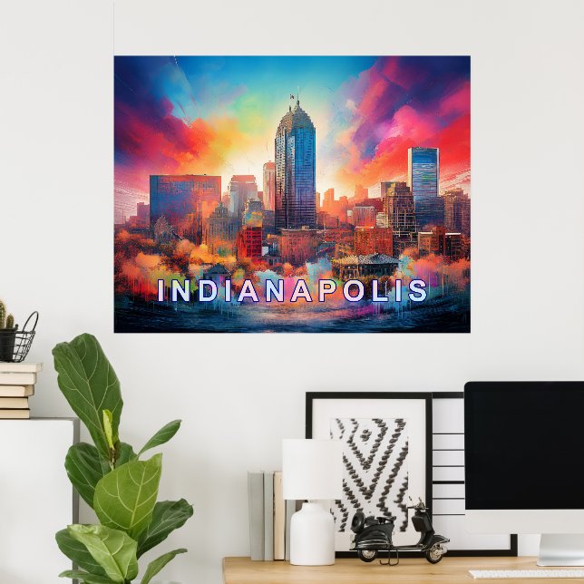 Indianapolis Abstrakte Mauer Kunstdruckerei Poster (Heimbüro)