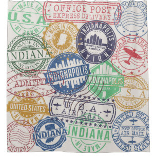 Indianapolis Briefmarke: Reisen Siegel Set. Duschvorhang