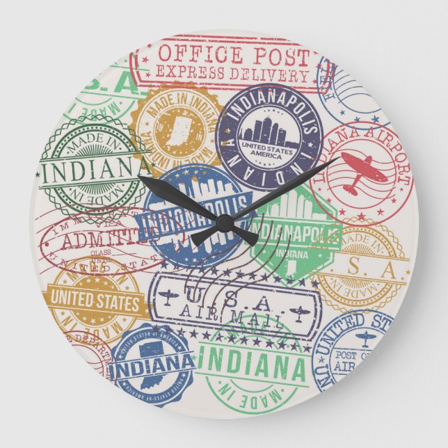 Indianapolis Briefmarke: Reisen Siegel Set. Große Wanduhr (Vorderseite)