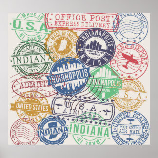 Indianapolis Briefmarke: Reisen Siegel Set. Poster