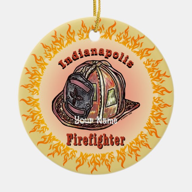 Indianapolis Feuerwehrschmuck Keramik Ornament (Vorne)