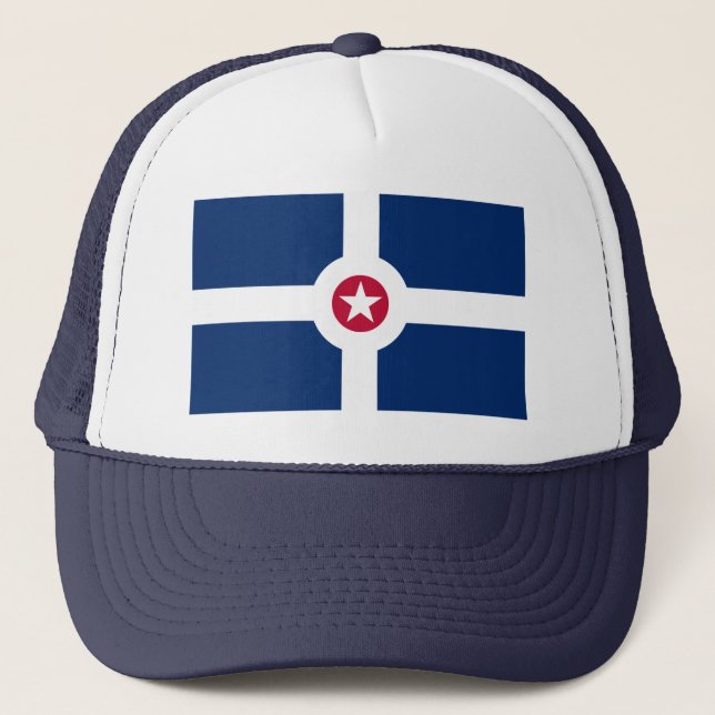 Indianapolis-Flagge, Indiana-Headsweats-Hut Truckerkappe (Vorderseite)