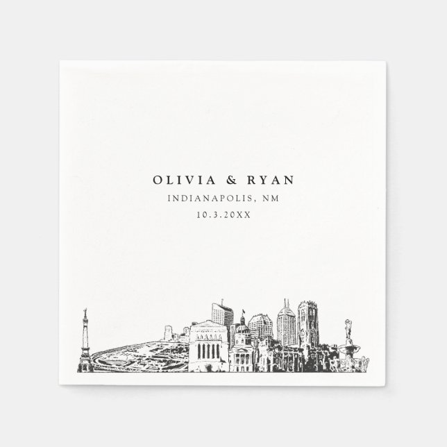 Indianapolis Hochzeitspapier Minimalistisch Serviette (Vorderseite)