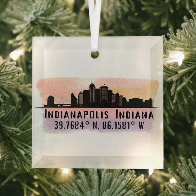 Indianapolis in City Skyline Glasverzierung Ornament Aus Glas (Insitu)