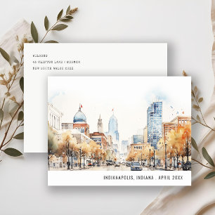 Indianapolis, Indiana Aquarell-Landschaft-Hochzeit Postkarte