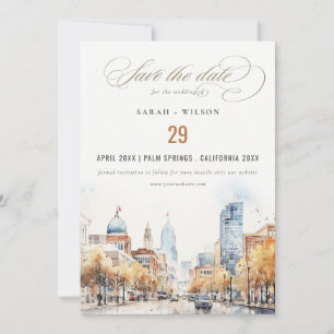 Indianapolis, Indiana Aquarell-Landschaft-Hochzeit Save The Date