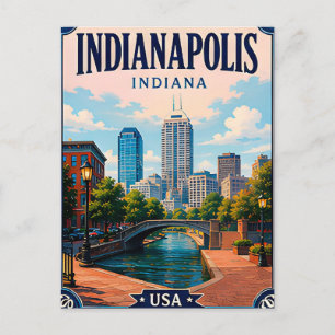 🏁 Indianapolis Indiana Erinnerung aus Downtown 🏁 Postkarte