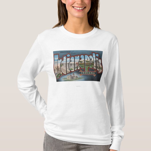 Indianapolis, Indiana - große Buchstabe-Szenen 3 T-Shirt (Vorderseite)