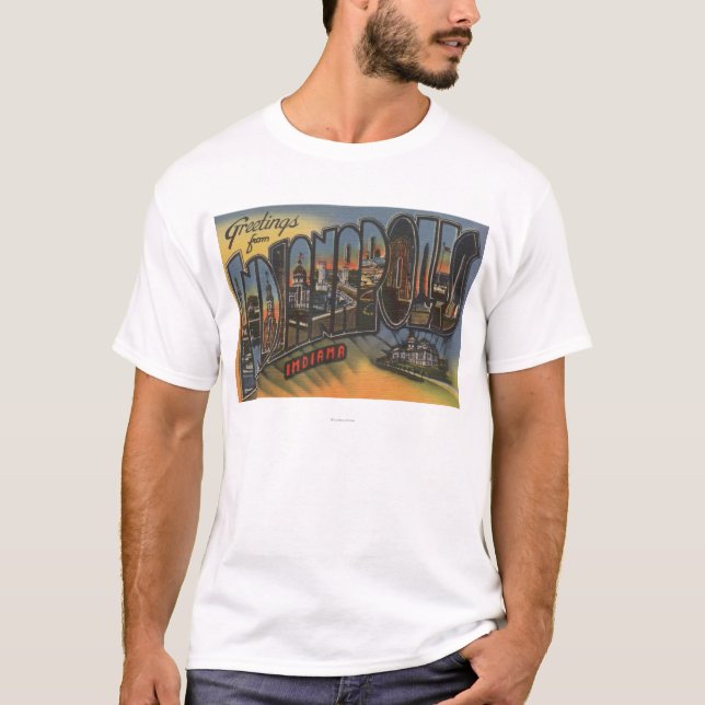 Indianapolis, Indiana - große Buchstabe-Szenen T-Shirt (Vorderseite)