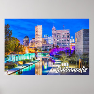 Indianapolis, Indiana, im frühen Abend Poster