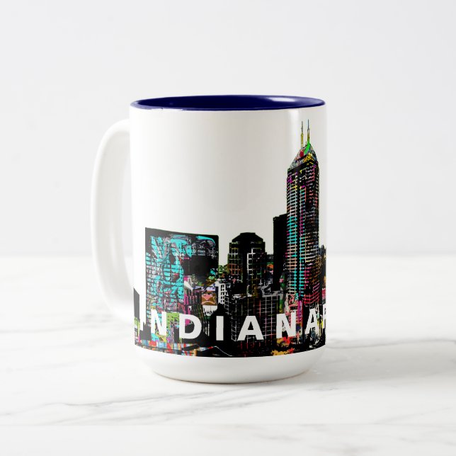 Indianapolis, Indiana in Graffiti Zweifarbige Tasse (Vorderseite Links)