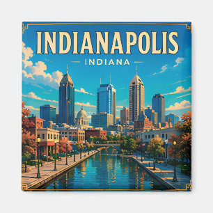 🏁 Indianapolis Indiana Kanal und Skyline Magnet