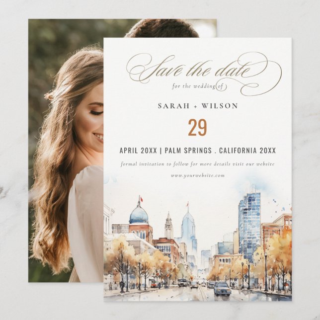 Indianapolis Indiana Landscape Wedding Photo Save The Date (Vorne/Hinten)