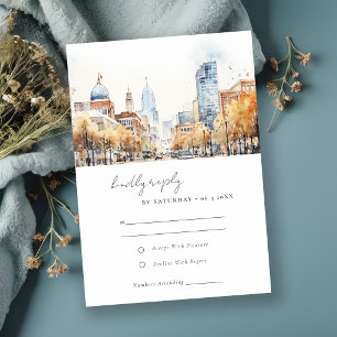 Indianapolis Indiana Landschaft Aquarell Hochzeit RSVP Karte