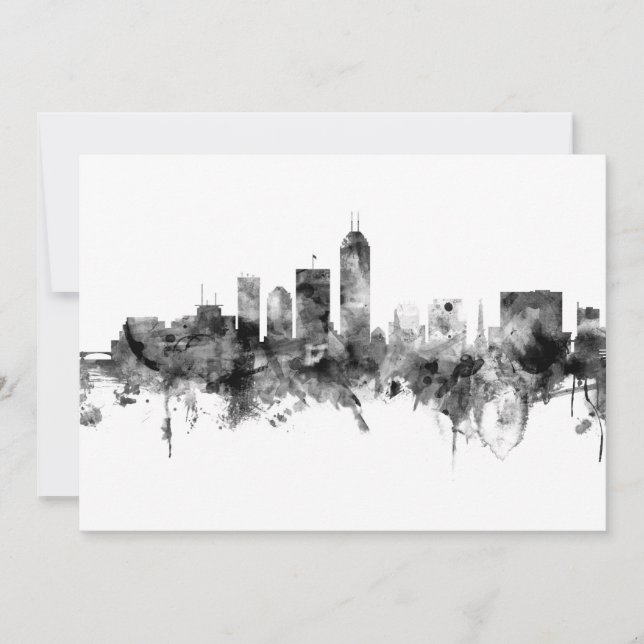 Indianapolis Indiana Skyline Schwarz-weiß Einladung (Vorderseite)