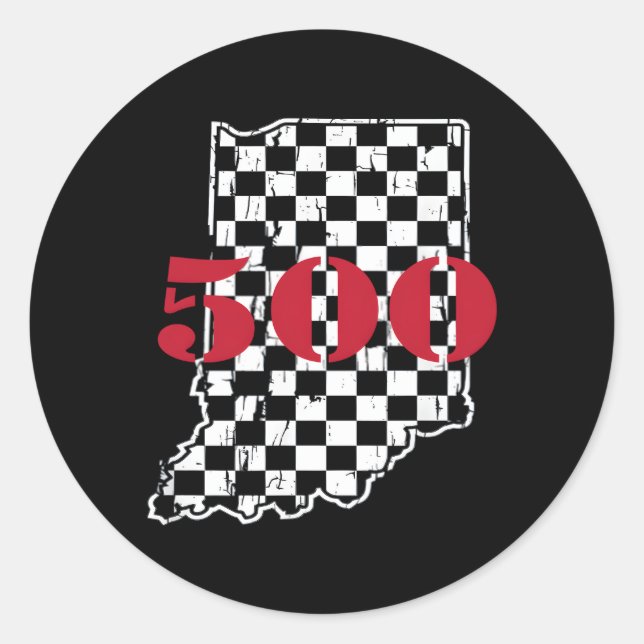 Indianapolis Indiana Staat 500 Race Car gestört Runder Aufkleber (Vorderseite)
