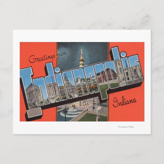 Indianapolis, Indiana (Town Plaza) Postkarte (Vorderseite)