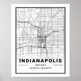 Indianapolis Indiana USA Travel City Map Poster
