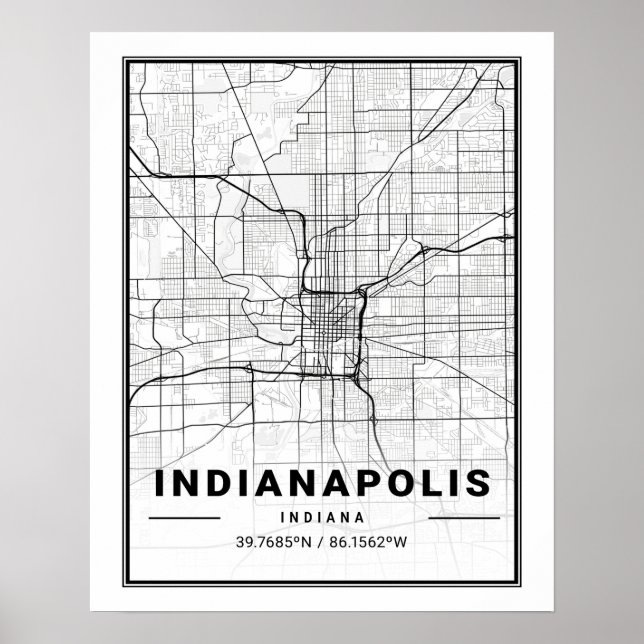 Indianapolis Indiana USA Travel City Map Poster (Vorne)