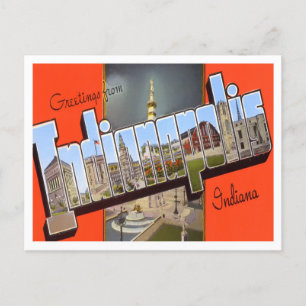 Indianapolis, Indiana Vintage-Großbuchstaben-Postk Postkarte