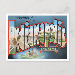 Indianapolis, Indiana Vintage-Großbuchstaben-Postk Postkarte