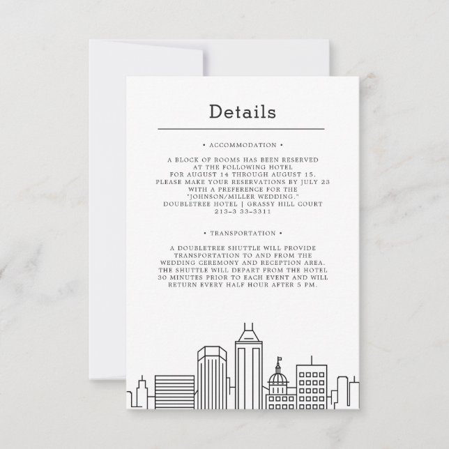 Indianapolis, Indiana Wedding | Gästedaten Einladung (Vorderseite)