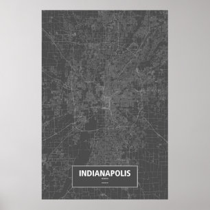 Indianapolis, Indiana (weiß auf Schwarzem) Poster