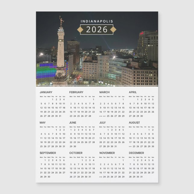 Indianapolis Monument 2026 Kalender Magnet (Vorderseite)