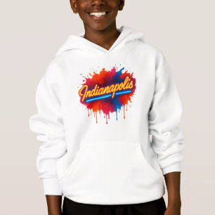 Indianapolis Neon Retro Farbenfrohe Paint Splash Hoodie