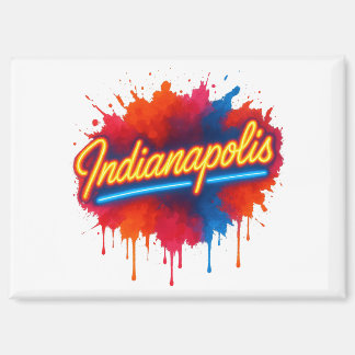 Indianapolis Neon Retro Farbenfrohe Paint Splash Magnet