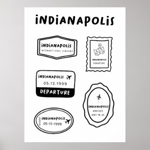Indianapolis - Sammlung von Briefmarke für Reisen Poster