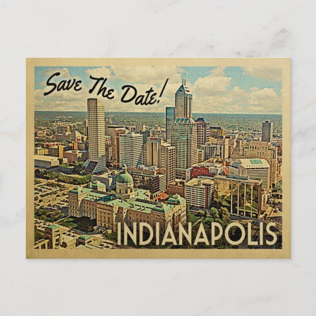 Indianapolis Save the Date Indiana Ankündigungspostkarte (Vorderseite)