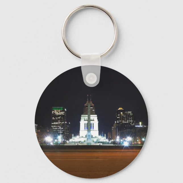 Indianapolis Skyline bei Nacht Schlüsselanhänger (Vorderseite)