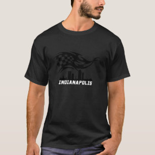 Indianapolis Skyline Stadtbild Rennflagge T-Shirt