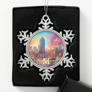Indianapolis Snowflake Pewter Weihnachtsschmuck Schneeflocken Zinn-Ornament