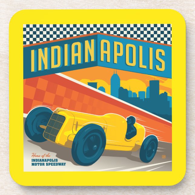 Indianapolis | Vintager Racer Getränkeuntersetzer (Vorderseite)