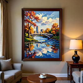 Indianapolis White Bridge Over the White River  Poster