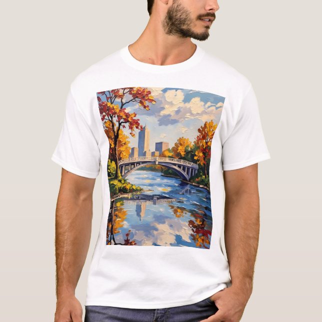 Indianapolis White Bridge Over the White River  T-Shirt (Vorderseite)