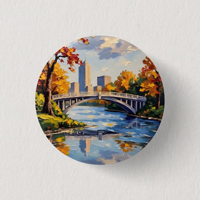 Indianapolis White Bridge über den White River  Button (Vorderseite)
