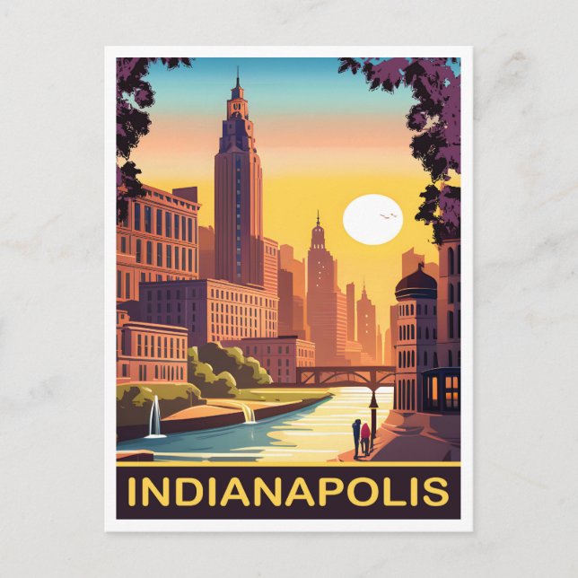 Indianapolis, White River, Indiana Staat, Reisen Postkarte (Vorderseite)