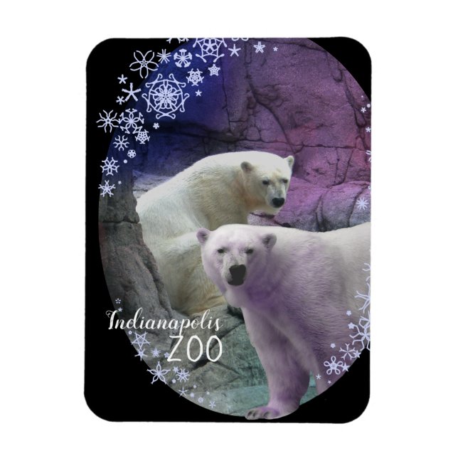 Indianapolis Zoo Polar Bear Snowflakes Magnet (Vertikal)