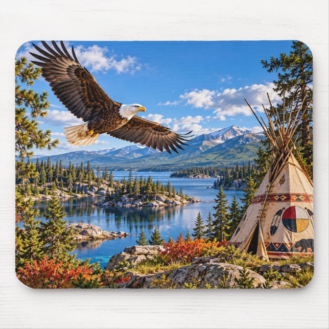 Indianer-Adler-Mauspad Mousepad (Vorne)