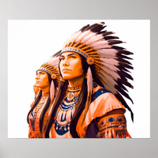 Indianer an einer Wand Poster