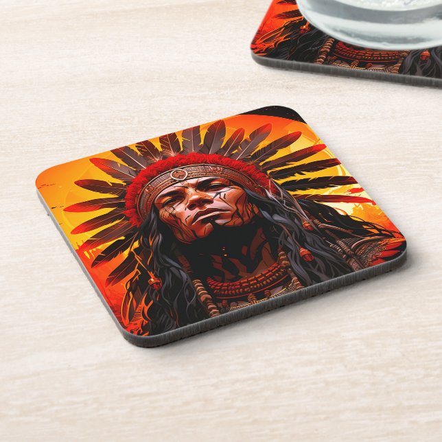 Indianer Getränkeuntersetzer (Linke Seite)