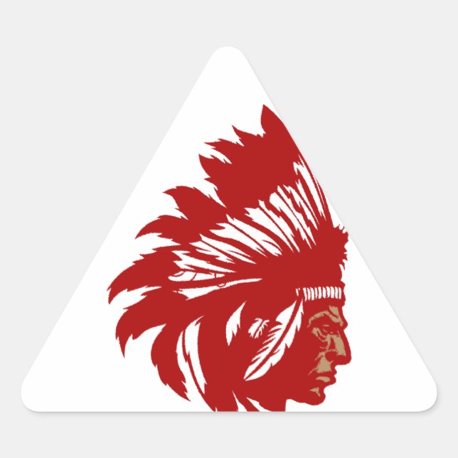 Indianer Häuptling Kopf Native American chief head Dreieckiger Aufkleber (Vorderseite)
