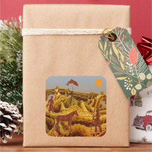 Indianer mit goldenem Schmuck Quadratischer Aufkleber