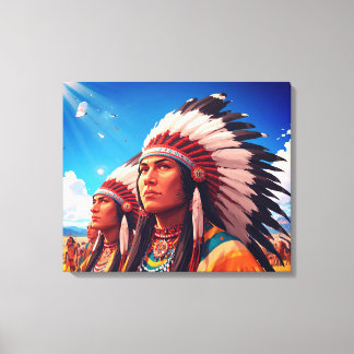 Indianer Nordamerikas unter der hellen Sonnenwand Leinwanddruck
