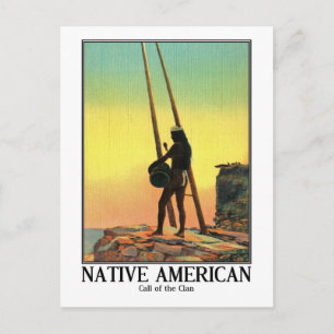 Indianer, Ruf des Clans, Vintage Postkarte