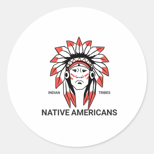 Indianer Runder Aufkleber (Vorderseite)